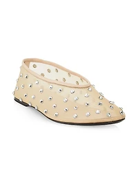 Marcy Crystal-Embellished Mesh Flats