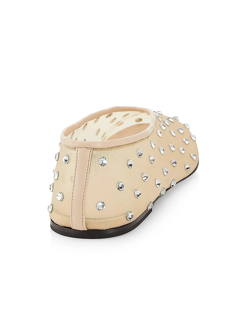 Marcy Crystal-Embellished Mesh Flats