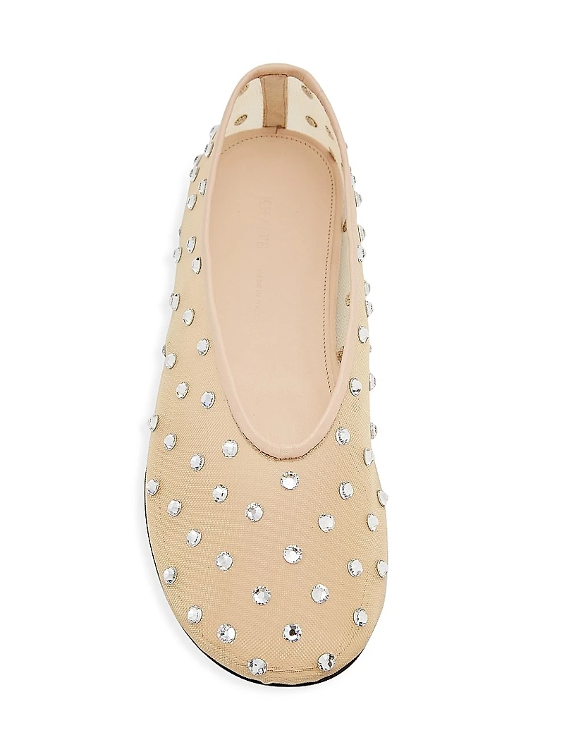 Marcy Crystal-Embellished Mesh Flats