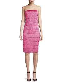 Fringe Strapless Sheath Dress