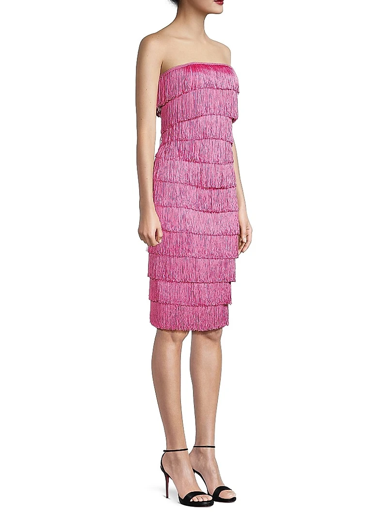 Fringe Strapless Sheath Dress