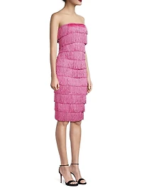 Fringe Strapless Sheath Dress