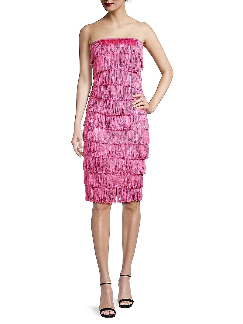 Fringe Strapless Sheath Dress