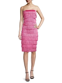 Fringe Strapless Sheath Dress
