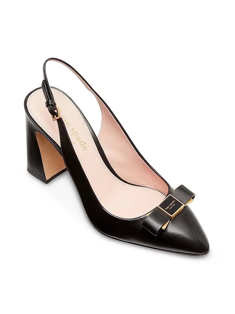 Bowdie 70MM Bow Leather Slingback Mules