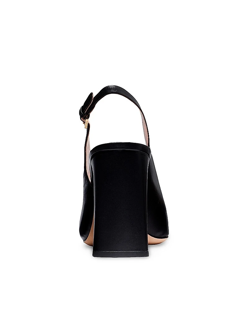 Bowdie 70MM Bow Leather Slingback Mules