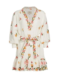 Amalia Floral-Embroidered Minidress