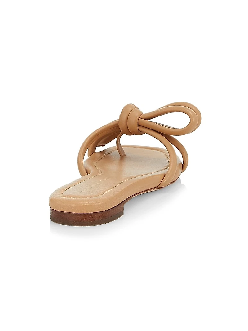 Hadley Leather Bow Flat Sandals