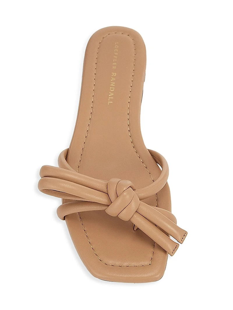 Hadley Leather Bow Flat Sandals