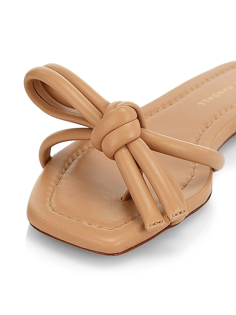 Hadley Leather Bow Flat Sandals
