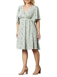 Plus Florence Flutter-Sleeve Dress