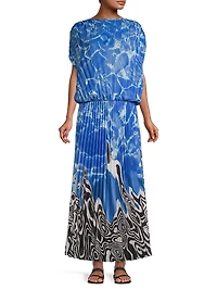 Pleated Blouson Maxi Dress