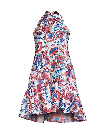 Paisley-Printed Halter Minidress