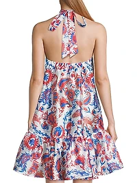 Paisley-Printed Halter Minidress