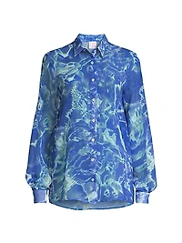 Water Sheer Button-Front Blouse