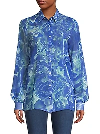 Water Sheer Button-Front Blouse