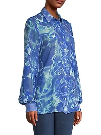 Water Sheer Button-Front Blouse