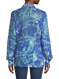 Water Sheer Button-Front Blouse