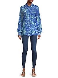 Water Sheer Button-Front Blouse