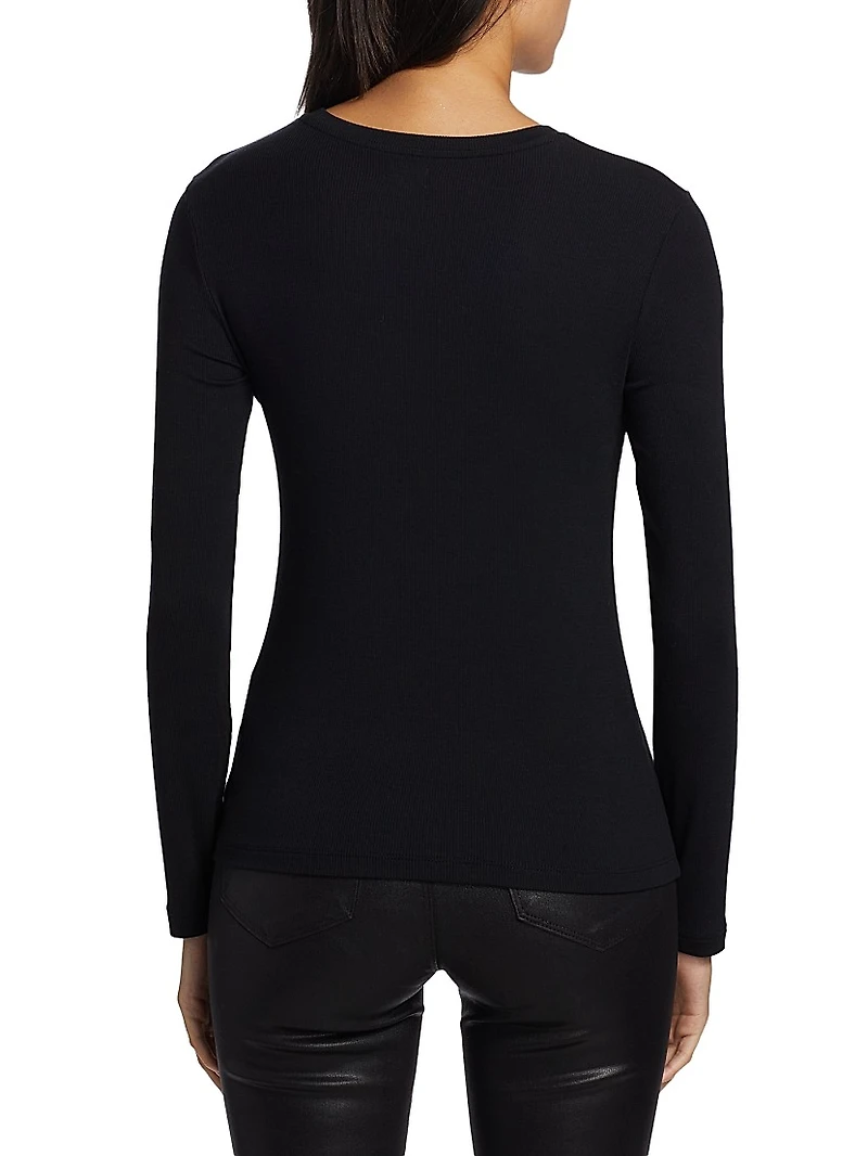 Tess Rib-Knit Crewneck T-Shirt