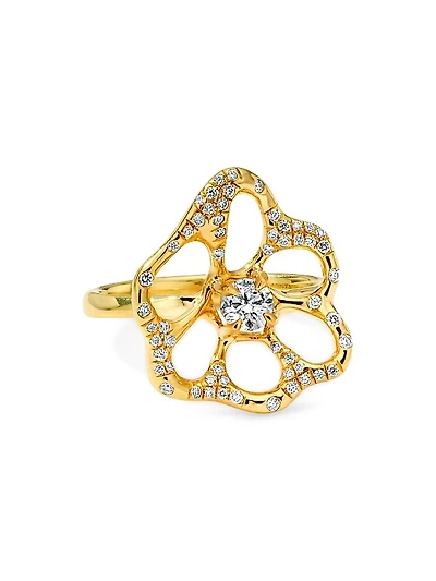Stardust 18K Yellow Gold & 0.24 TCW Diamond Medium Flower Ring
