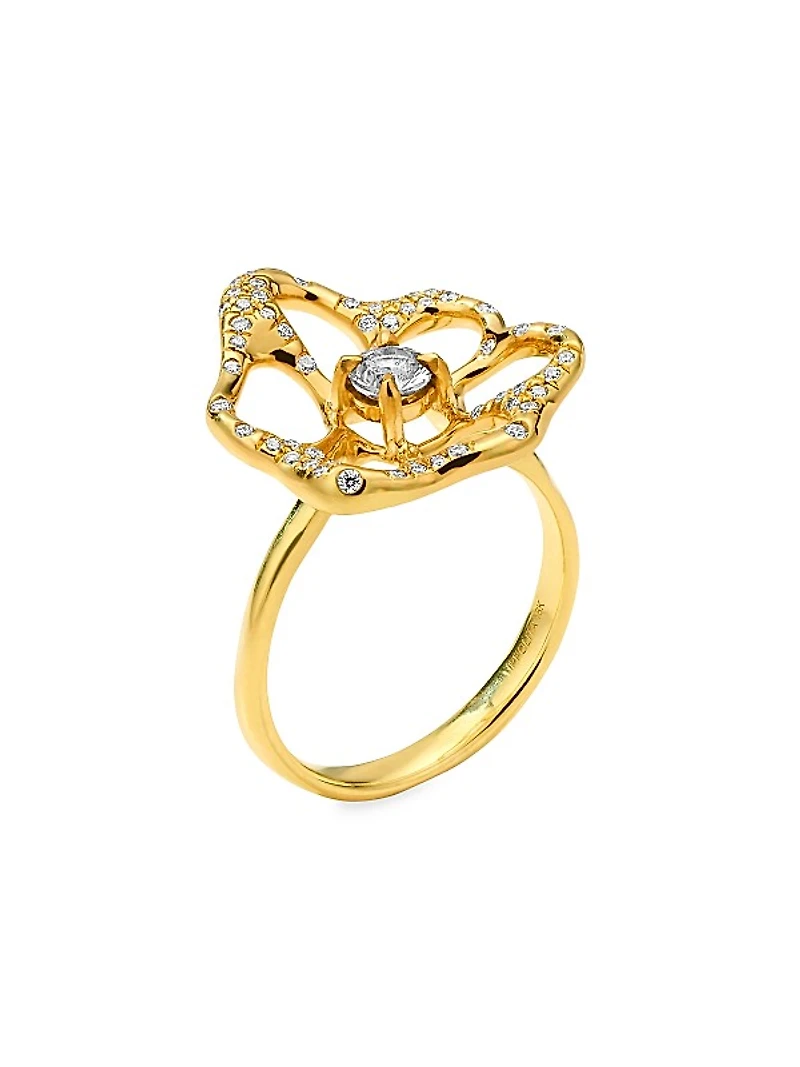 Stardust 18K Yellow Gold & 0.24 TCW Diamond Medium Flower Ring