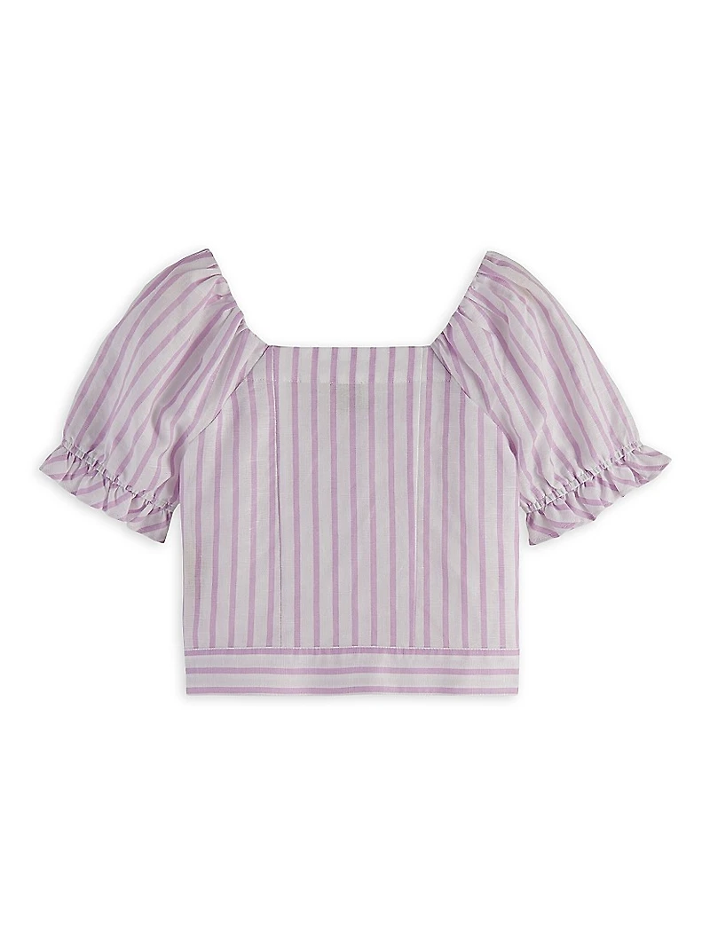 Little Girl's & Striped Linen-Blend Top