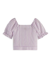 Little Girl's & Striped Linen-Blend Top