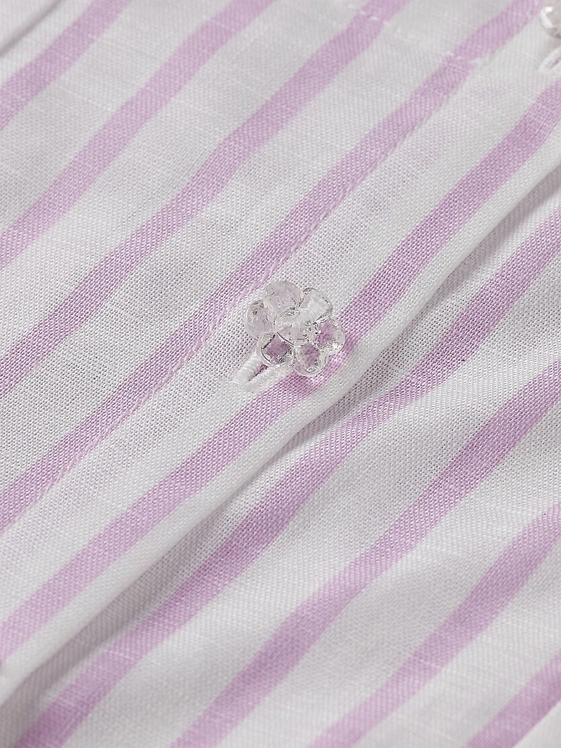 Little Girl's & Striped Linen-Blend Top