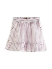 Little Girl's & Striped Linen-Blend Wrap Skirt