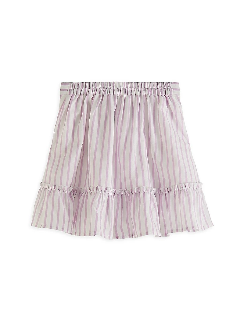 Little Girl's & Striped Linen-Blend Wrap Skirt