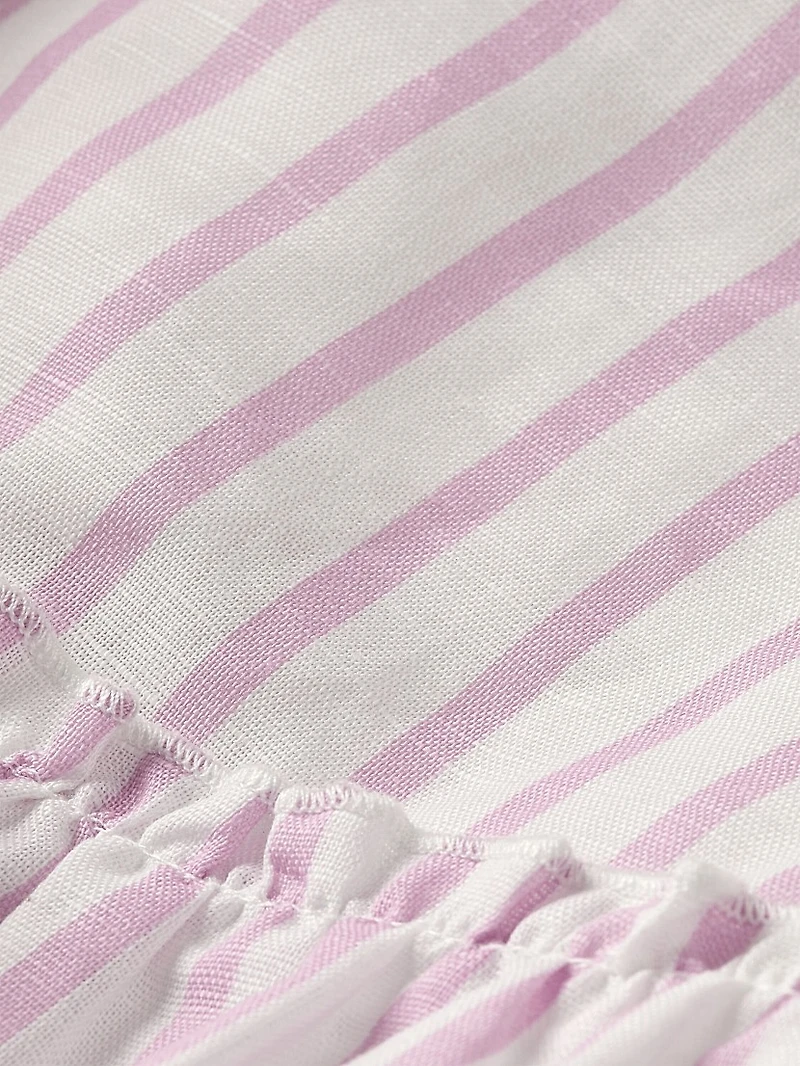 Little Girl's & Striped Linen-Blend Wrap Skirt