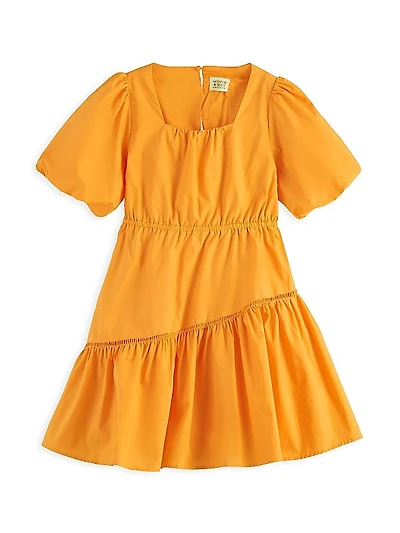 Little Girl's & Girl's Voluminous Tape Detail Dress