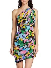 Lutz Floral-Printed One-Shoulder Minidress