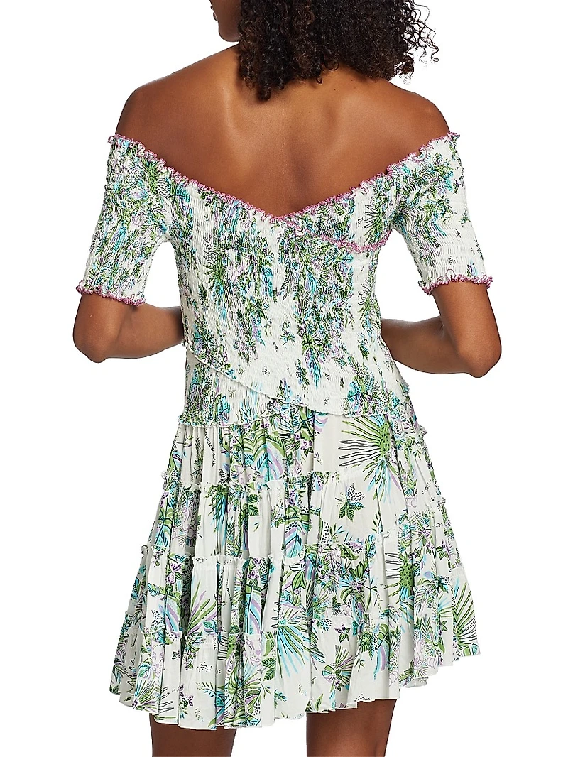 Soledad Smocked Off-The-Shoulder Minidress