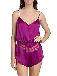 Silk Lace-Paneled Teddy