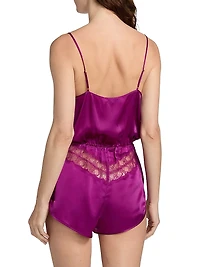 Silk Lace-Paneled Teddy