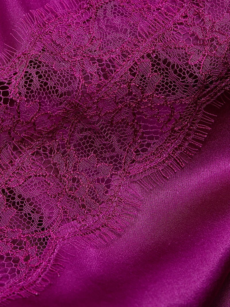 Silk Lace-Paneled Teddy