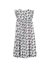 Little Girl & Girl's Turtle Print Voile Dress
