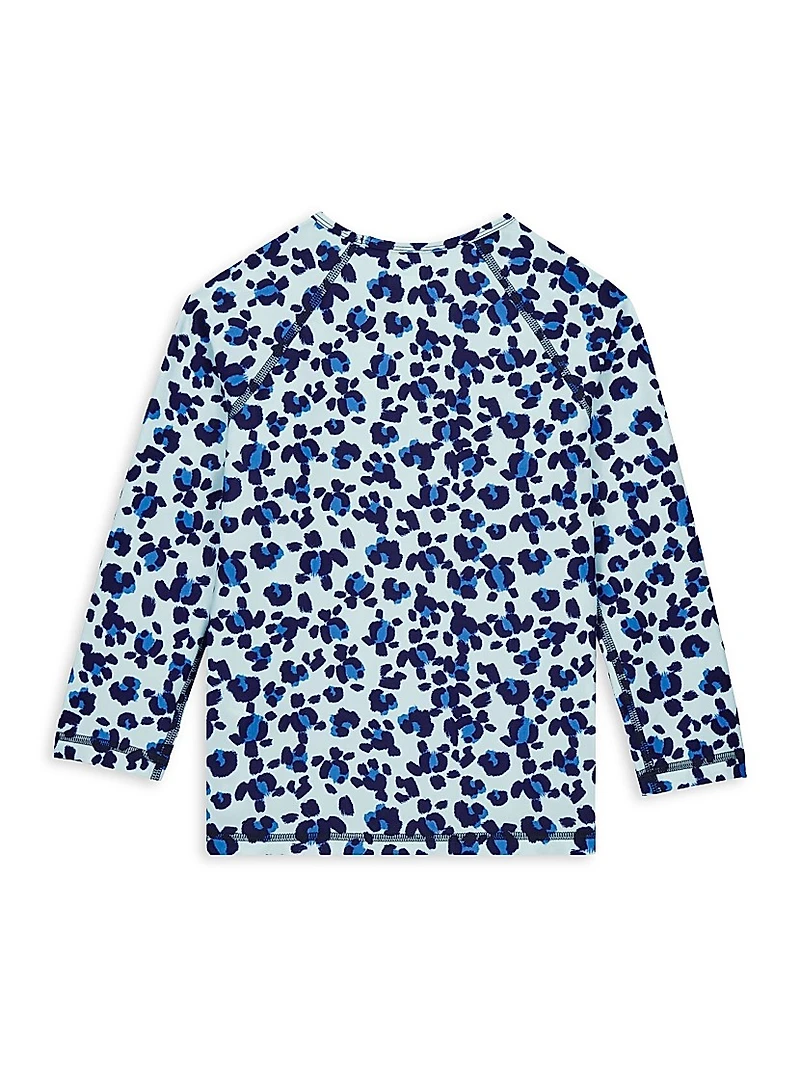Little Boy's & Turtles Leopard Print Long-Sleeve Rash Guard Top