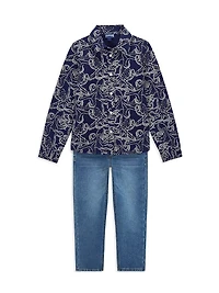 Little Boy's & Octopus Long-Sleeve Cotton Shirt