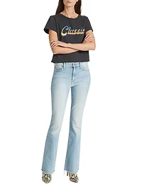 Weekender Fray Mid-Rise Flared Jeans