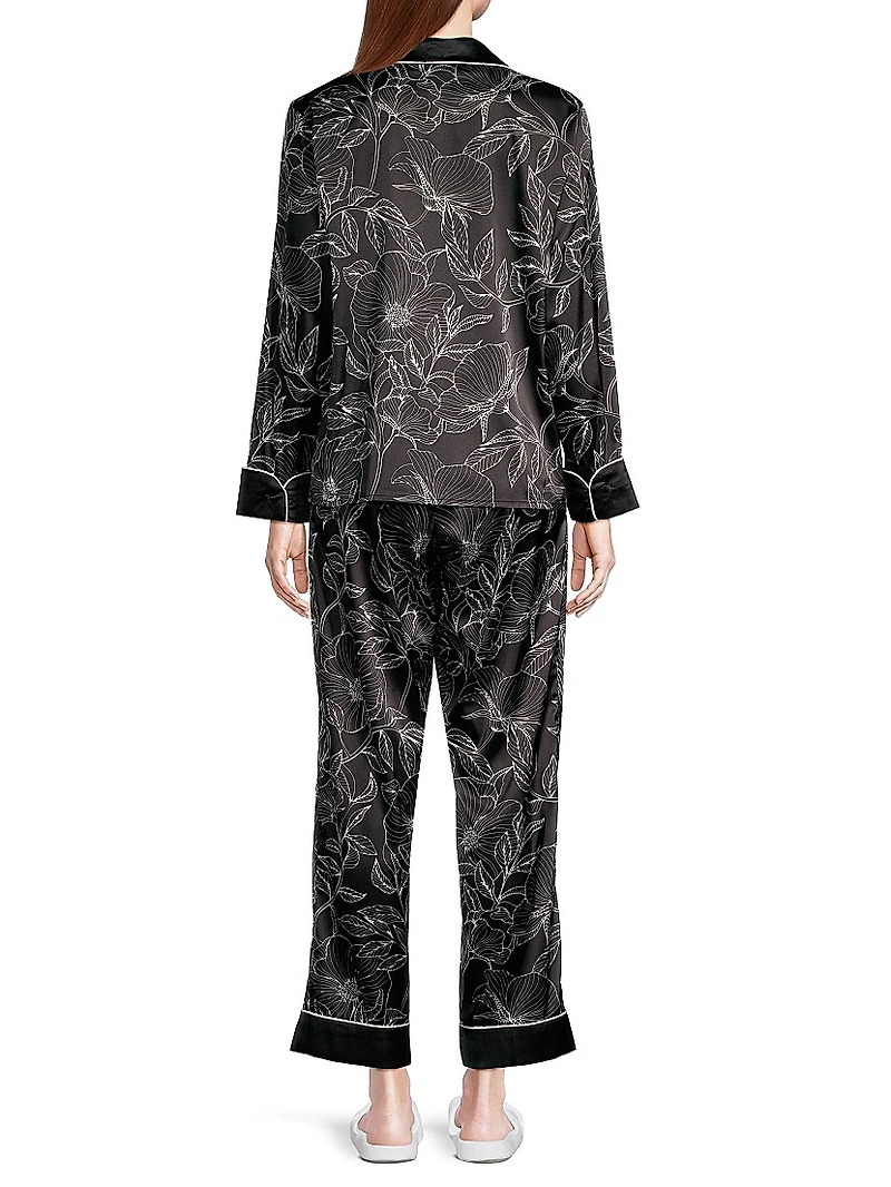 Leaf Print Long Pajama Set