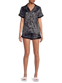 Leaf Print Short Pajama Set