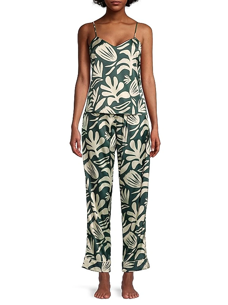 Palm Print Long Cami Set