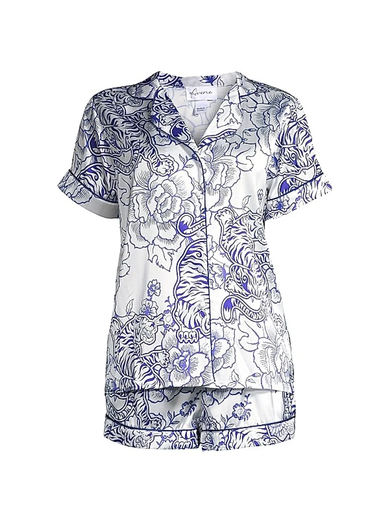 Floral Tiger Satin Pajama Set