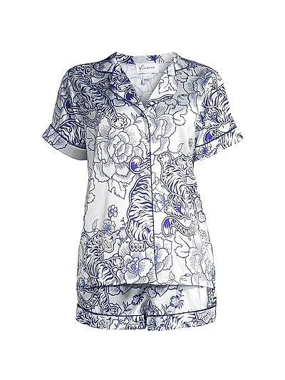 Floral Tiger Satin Pajama Set