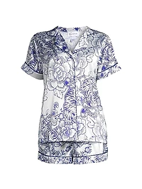 Floral Tiger Satin Pajama Set