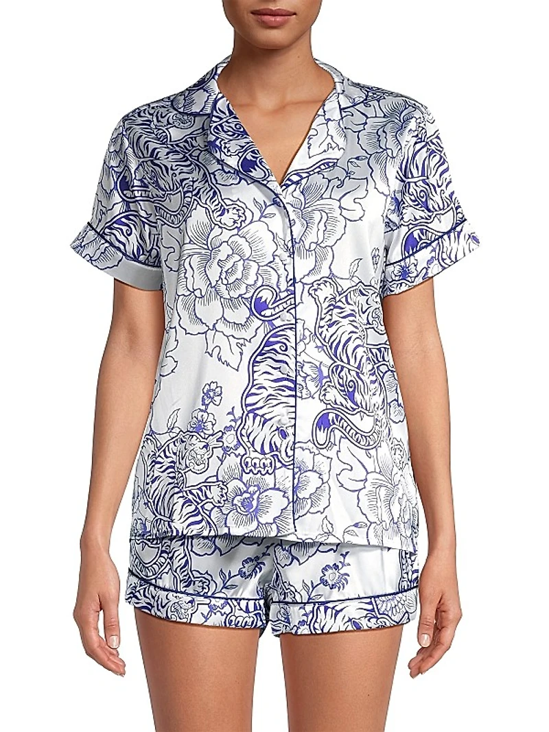 Floral Tiger Satin Pajama Set