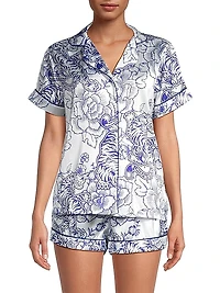 Floral Tiger Satin Pajama Set